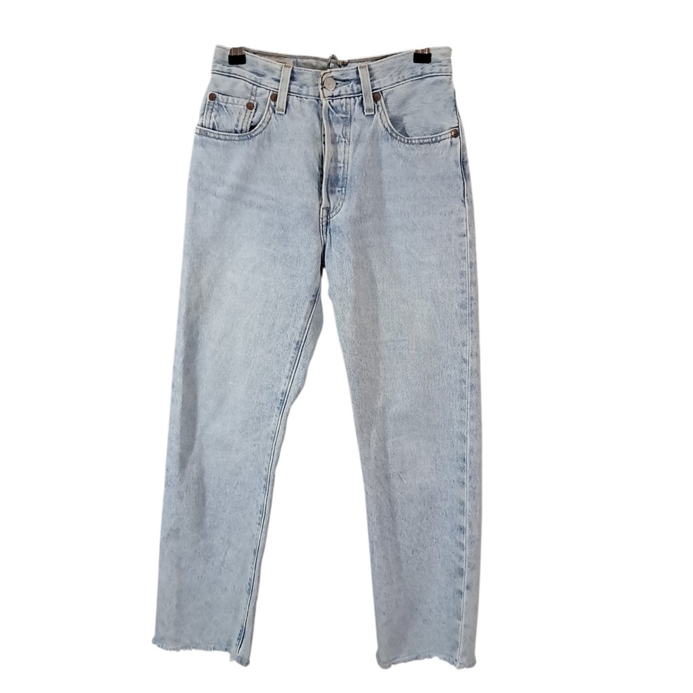 Levis Premium Original 501 Jeans Women's 24 Blue Ankle Light Wash Cropped Denim